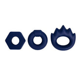 Maia LONZO Stretchy Silicone Cock Rings Set of 3 Blue Cock Ring Sets